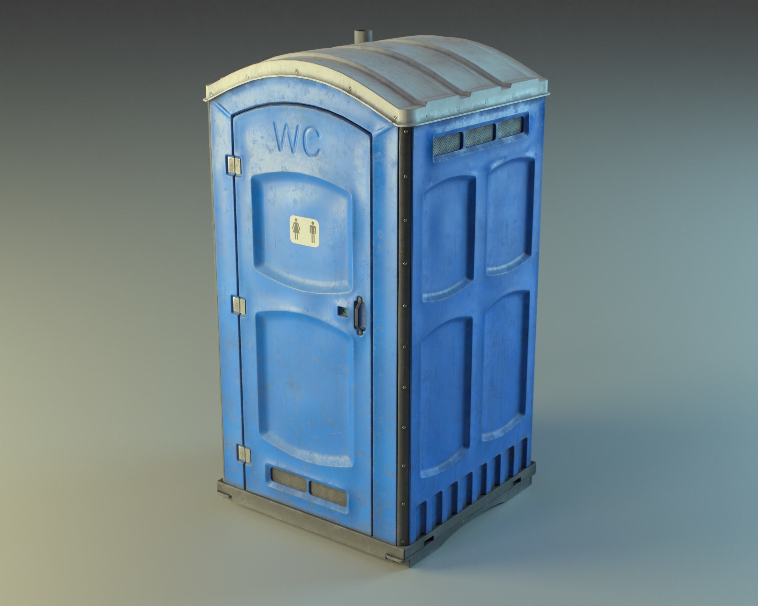 Public Portable Toilet PBR Game Ready Low-poly 3D model_1