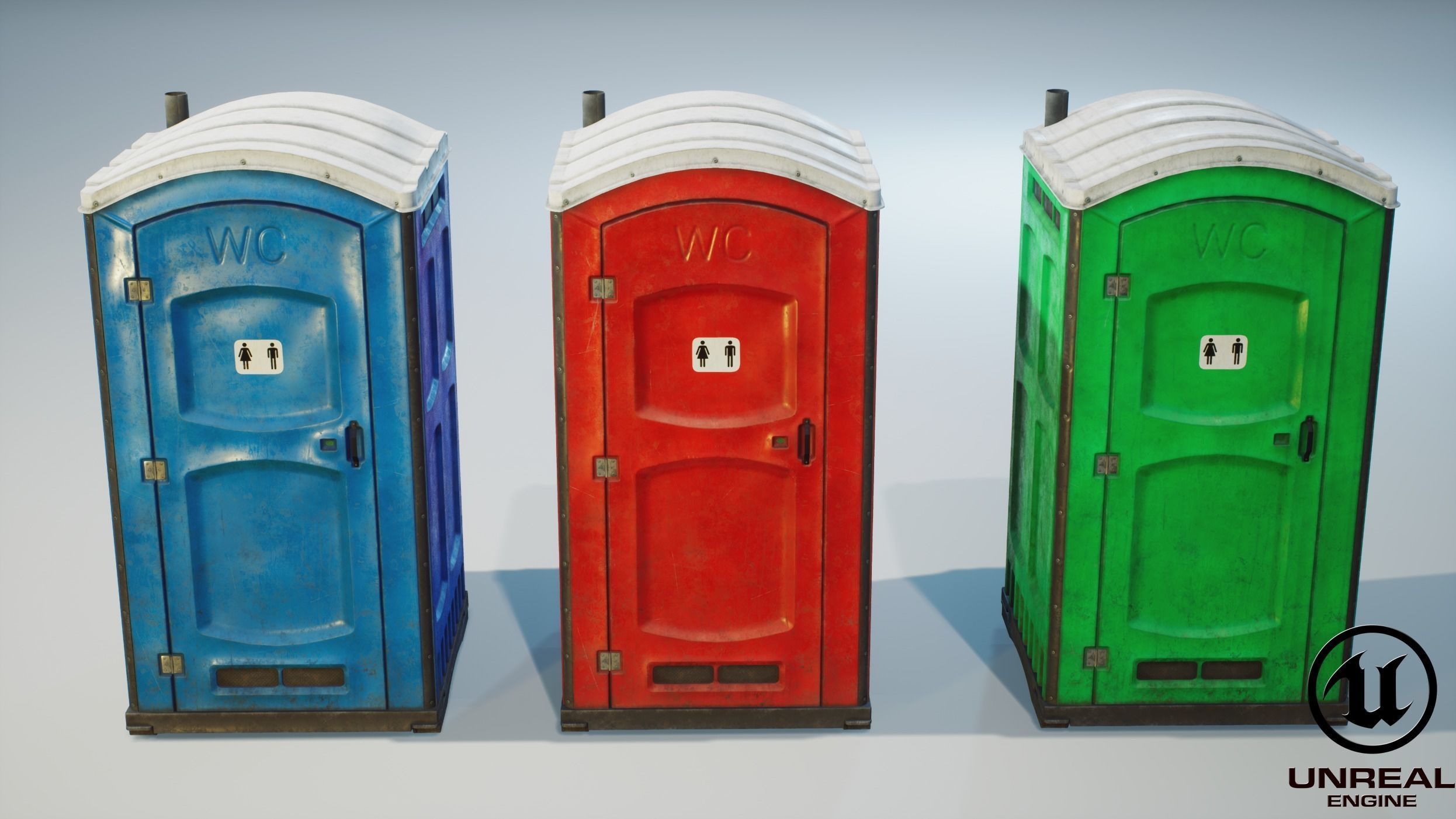 Public Portable Toilet PBR Game Ready Low-poly 3D model_11