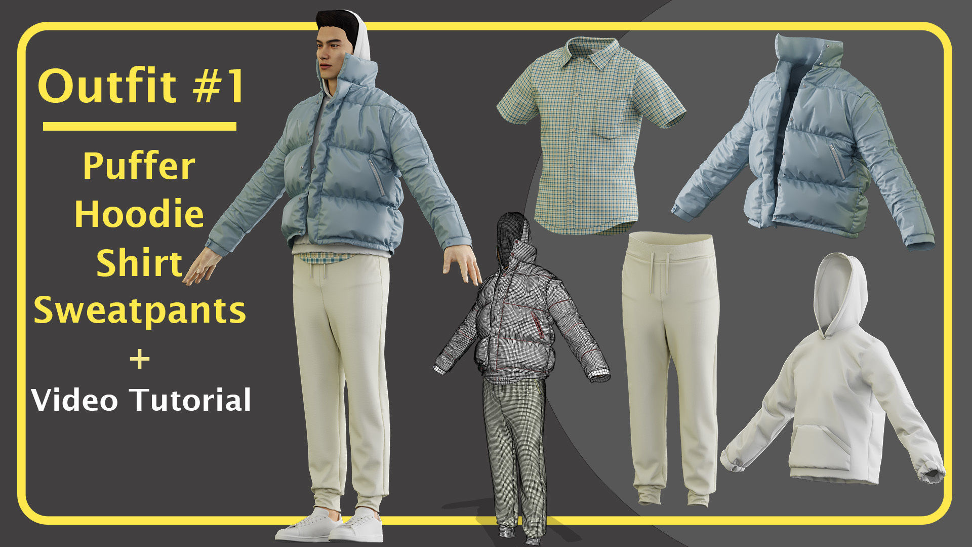 3 Trendy Puffer Outfit with marvelous PLUS Video Tutorial 3D model_1