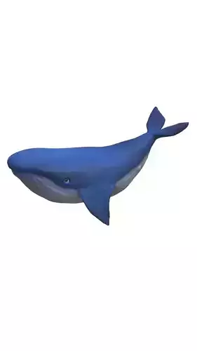 Cartoon Style Blue Whale 3D Model 3D print model