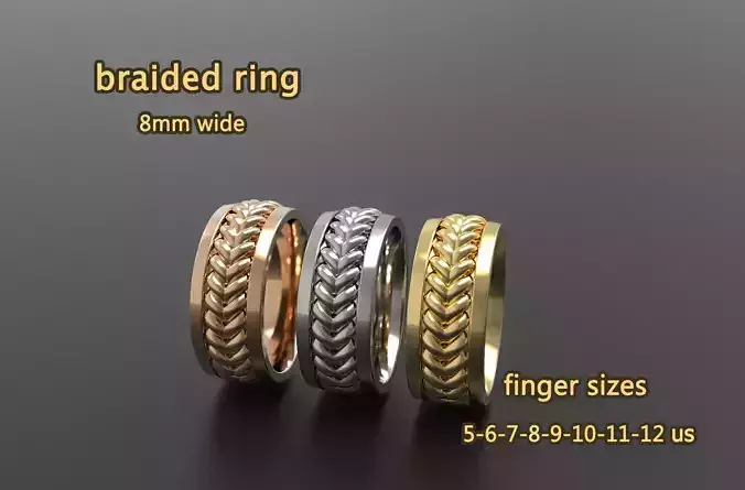 BRAIDED   RING Width 8mm