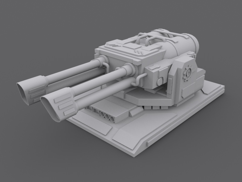 Flame Turret Low-poly 3D model_2
