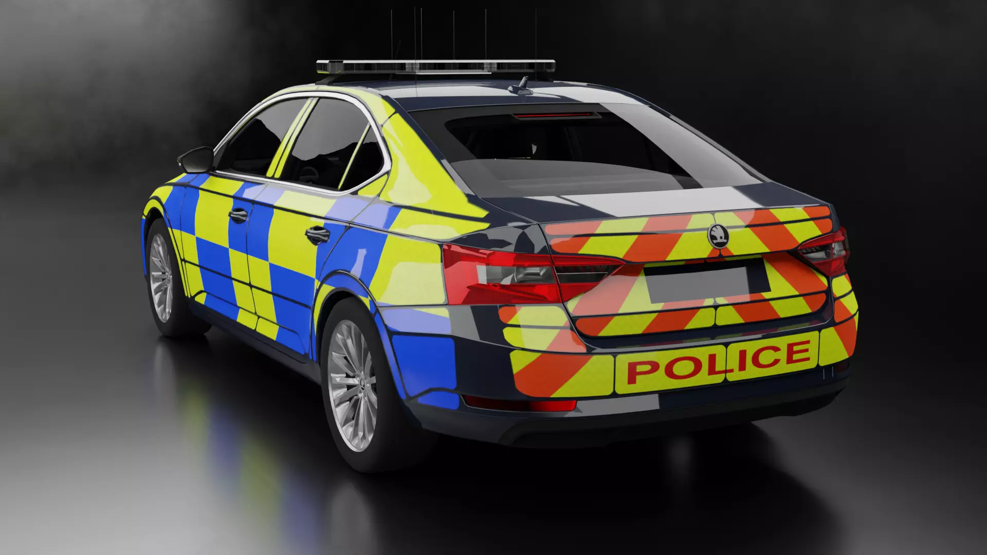 Skoda Superb UK Police Low-poly 3D model