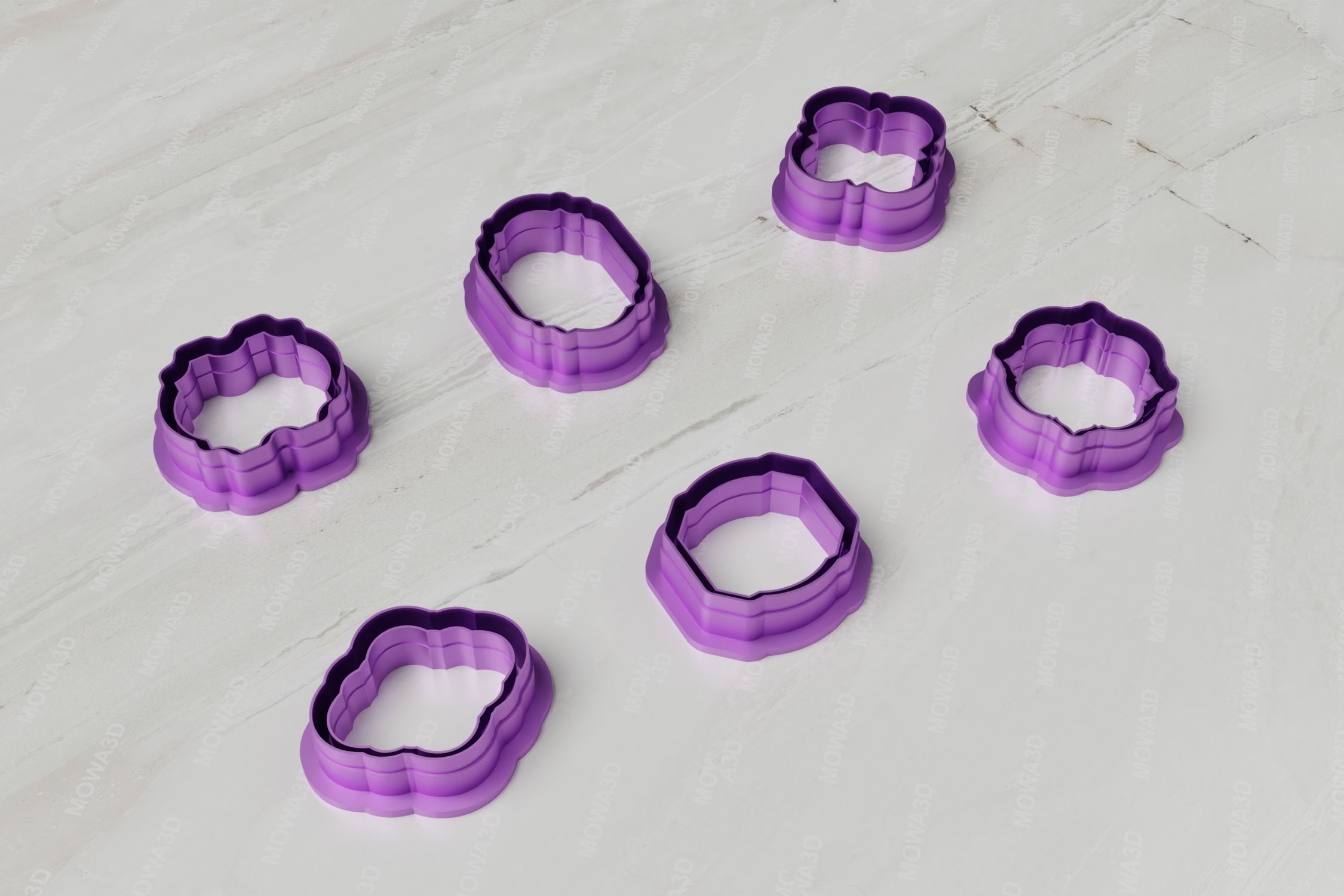 Decorative Shape clay cutter set of 06 PCS  3D print model_3