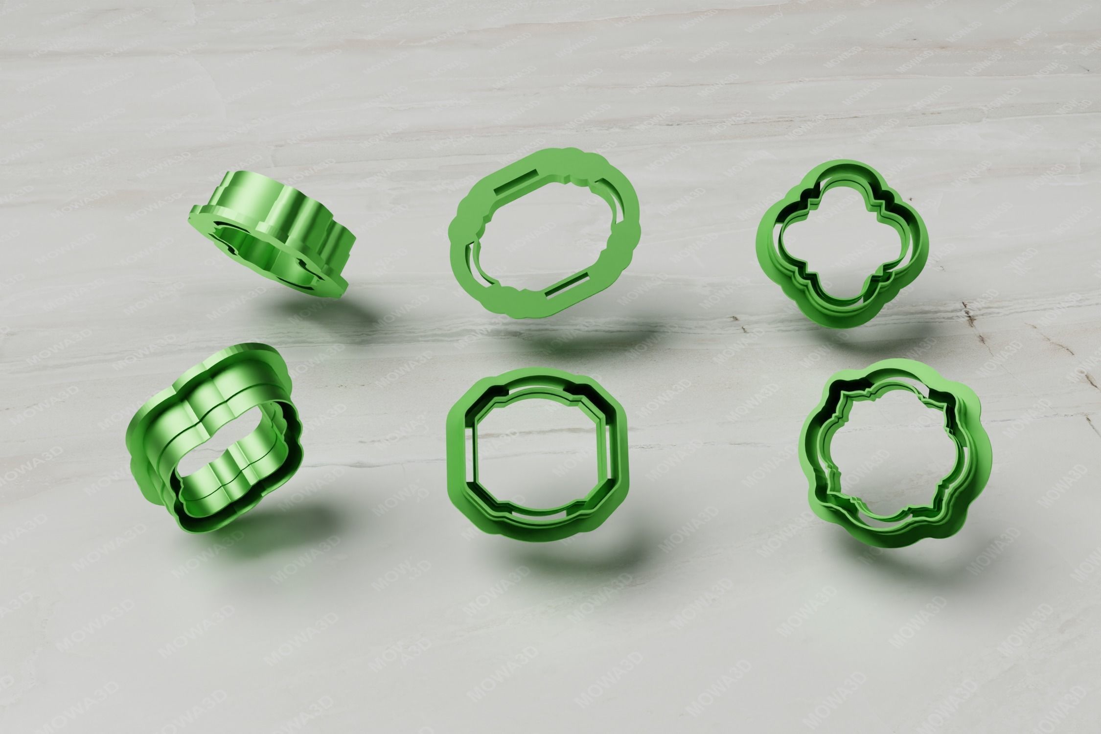 Decorative Shape clay cutter set of 06 PCS  3D print model_4