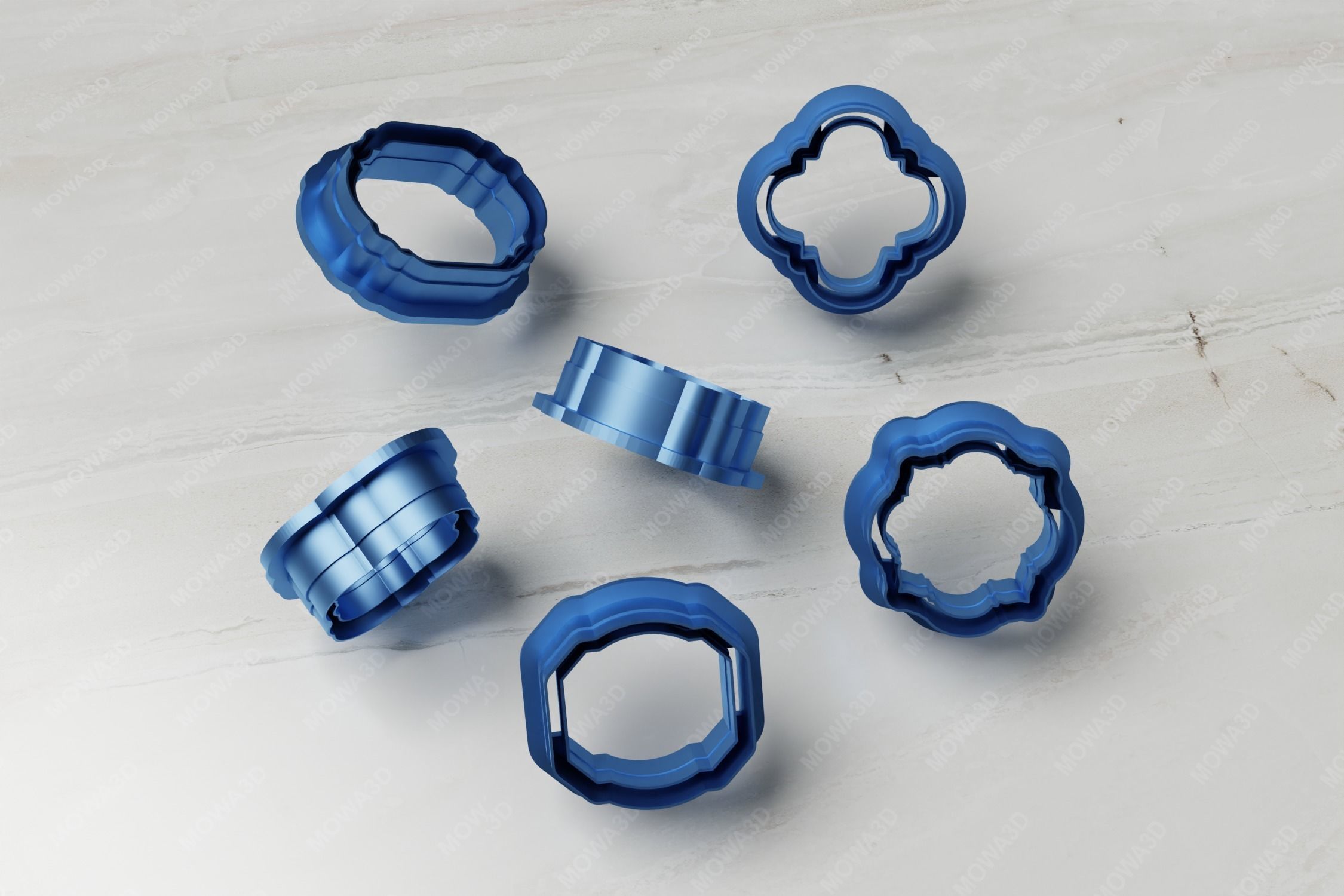 Decorative Shape clay cutter set of 06 PCS  3D print model_2