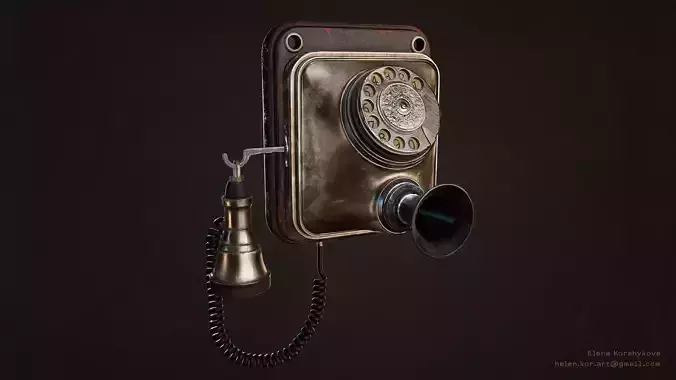 Antique Telephone 19 century Low-poly