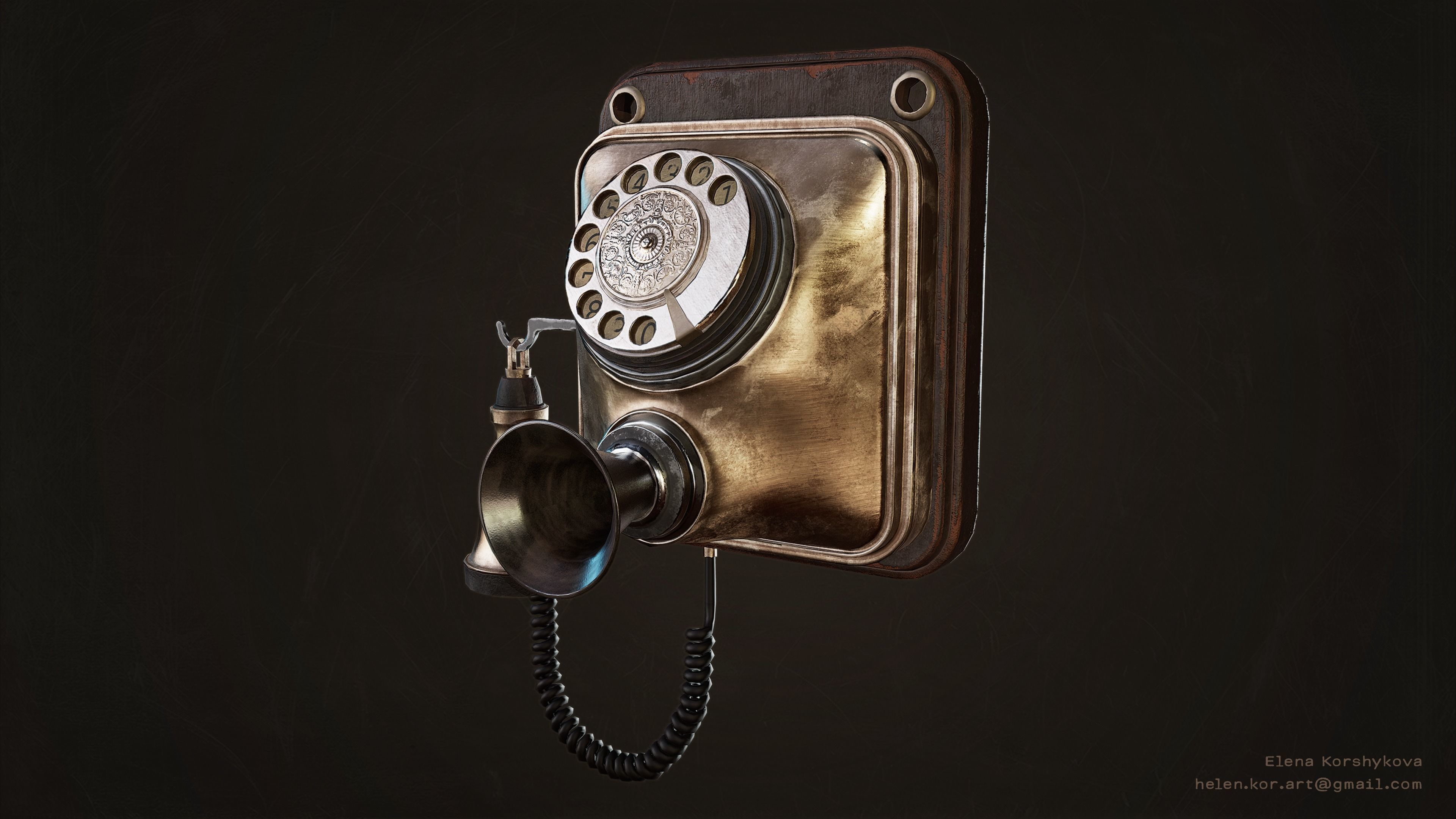 Antique Telephone 19 century Low-poly Low-poly 3D model_3