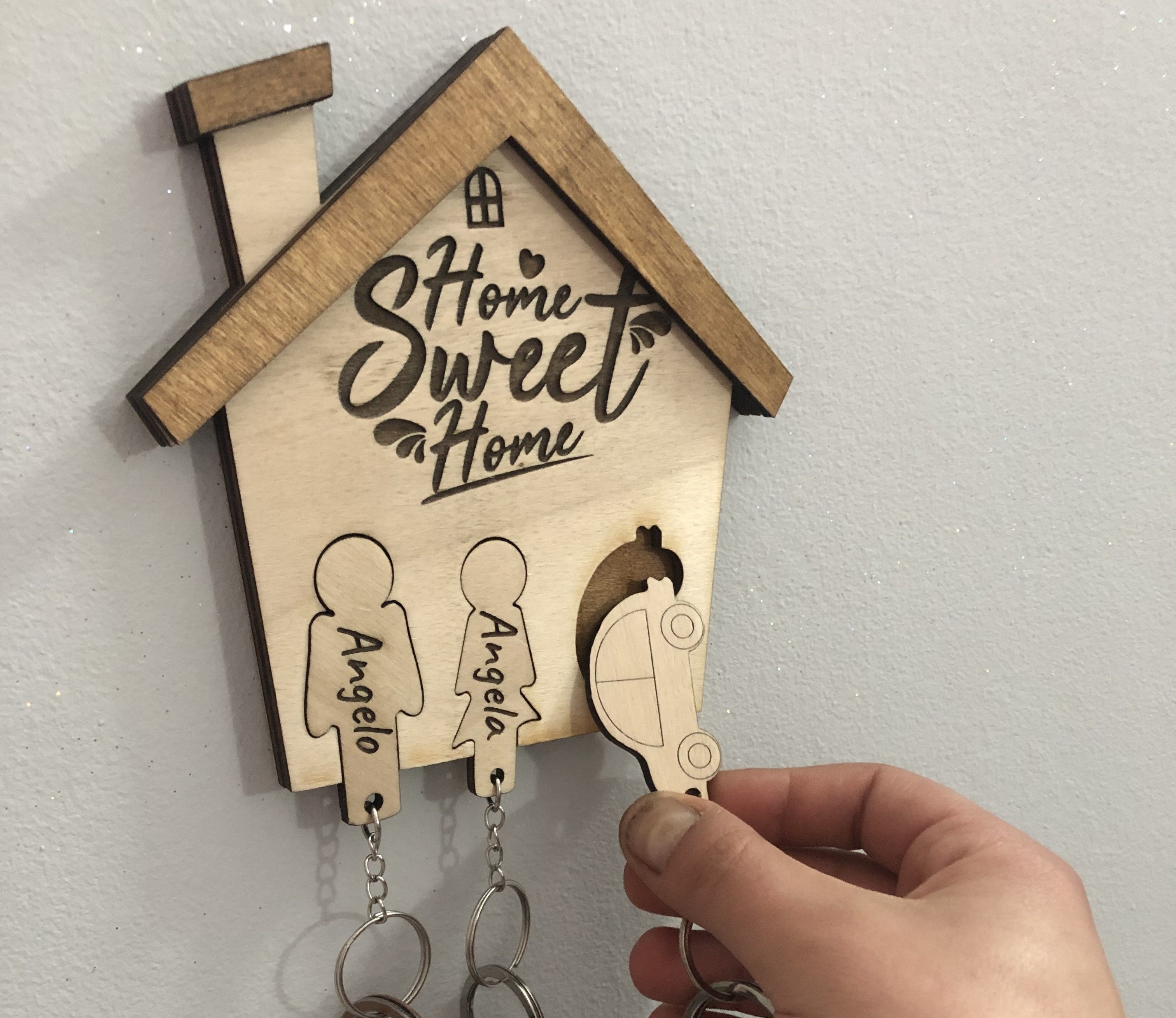 LASER CUT - PERSONALIZED WALL KEYCHAIN Low-poly 3D model_3