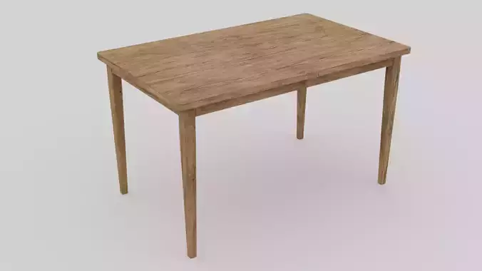 LowPoly Dining Wood Table 4K GameReady Asset Free low-poly 3D model