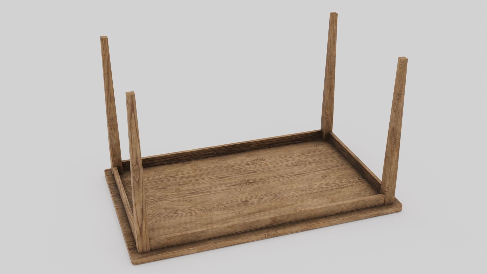 LowPoly Dining Wood Table 4K GameReady Asset Free low-poly 3D model_4