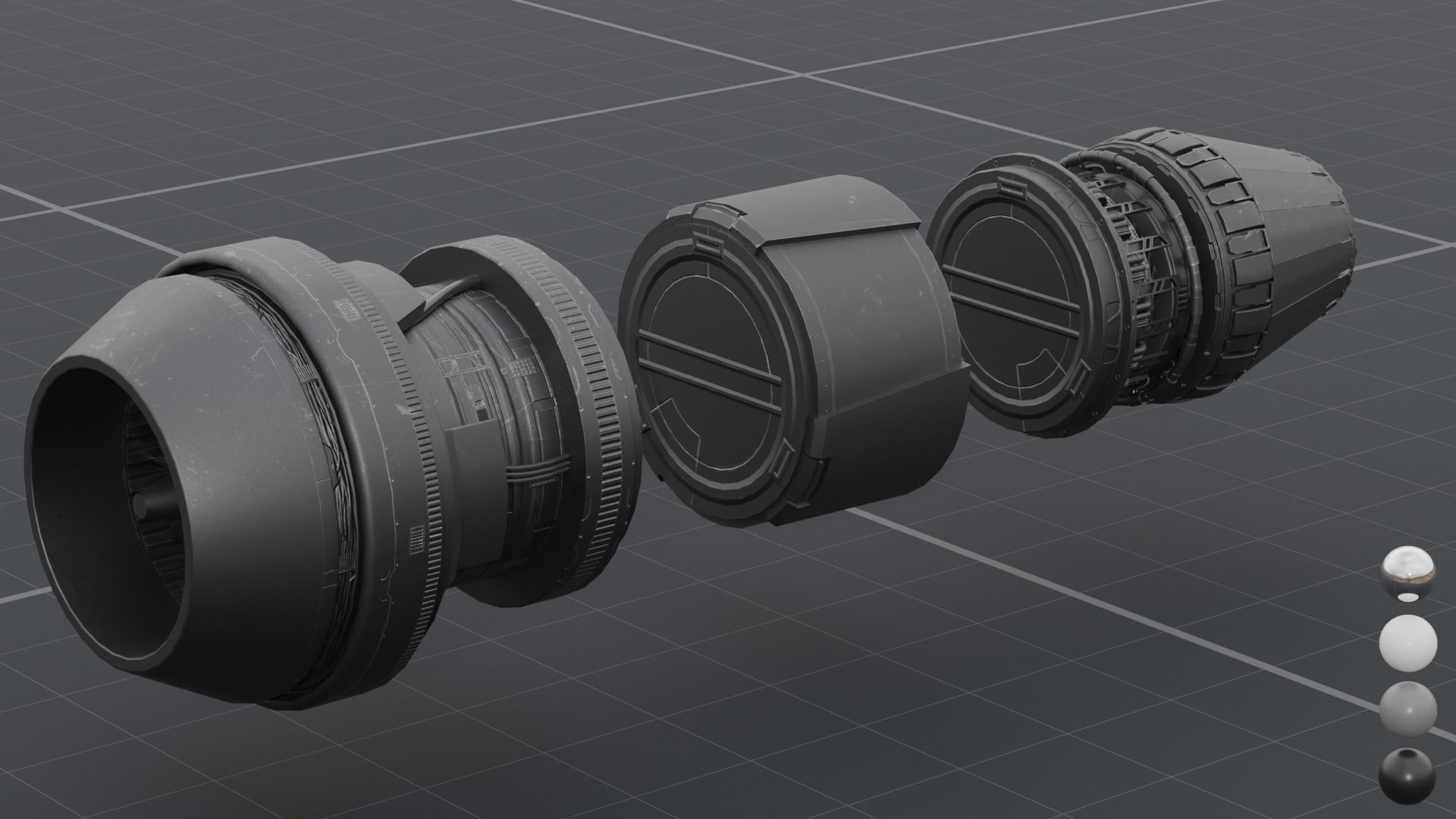 Thruster with turbofan and airbrake 3D model_8