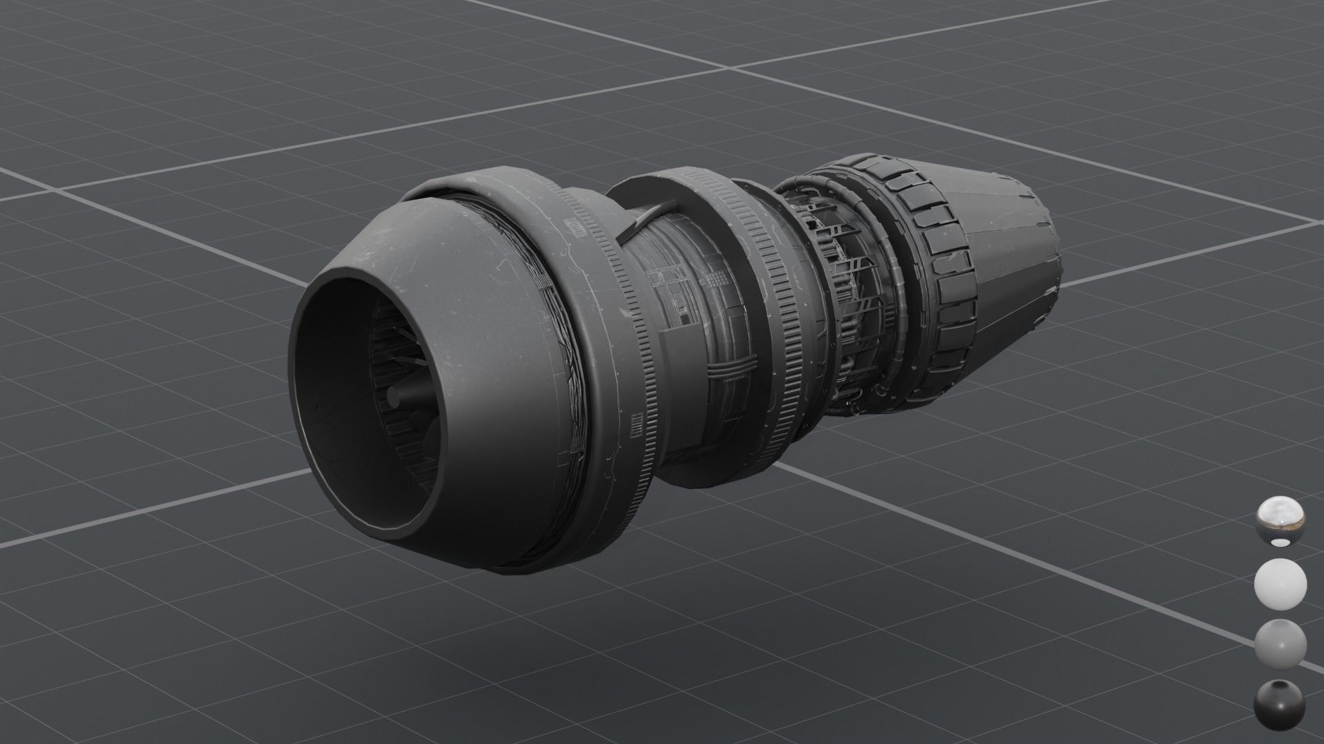 Thruster with turbofan and airbrake 3D model_11