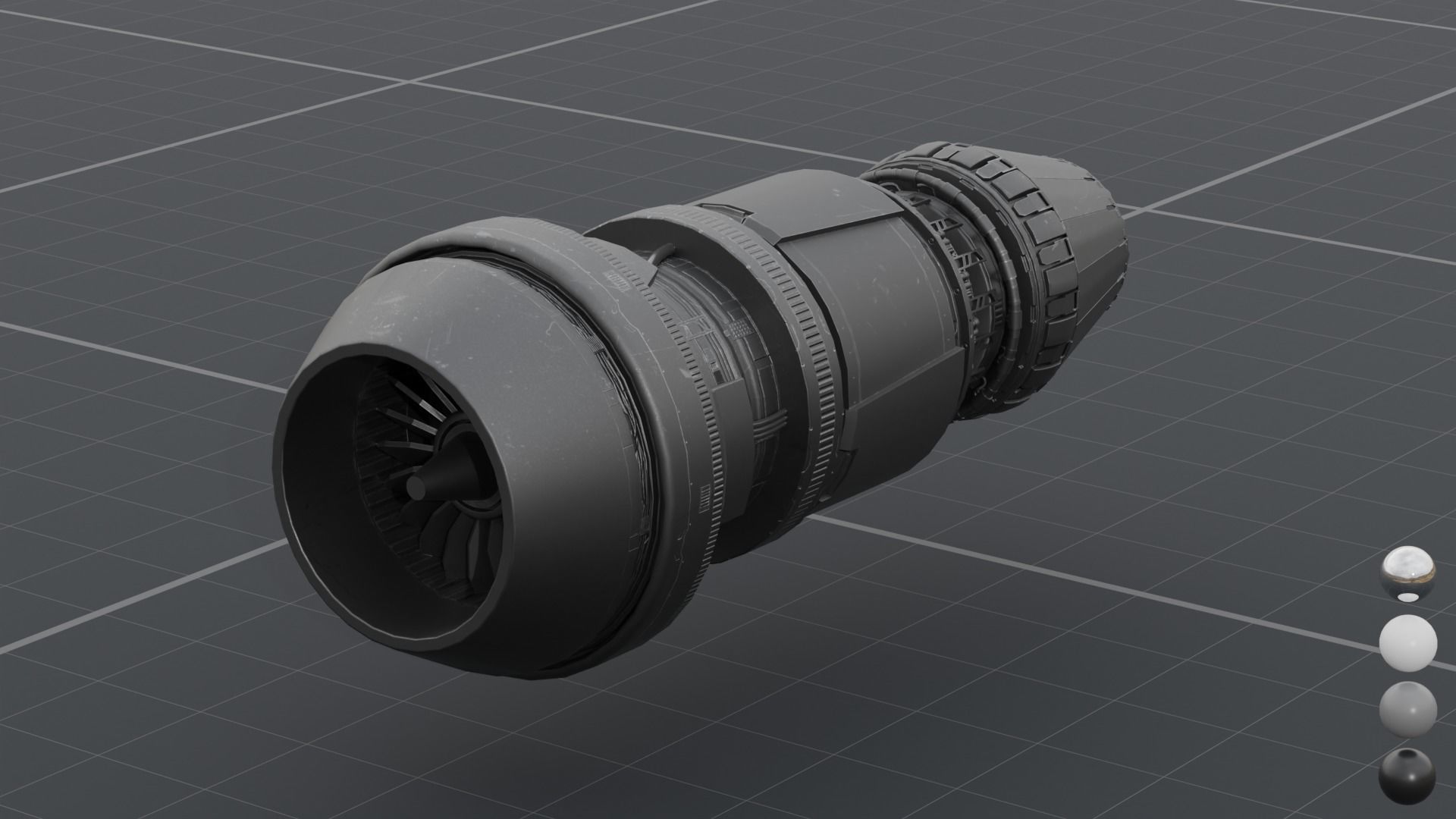 Thruster with turbofan and airbrake 3D model_3