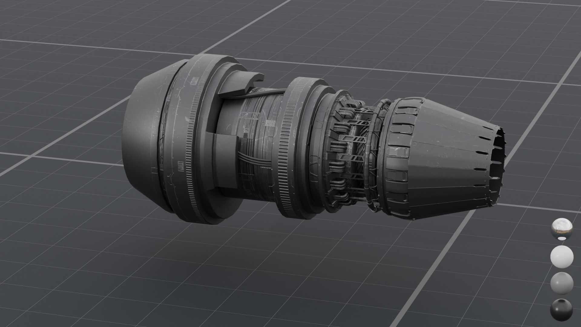 Thruster with turbofan and airbrake 3D model_12