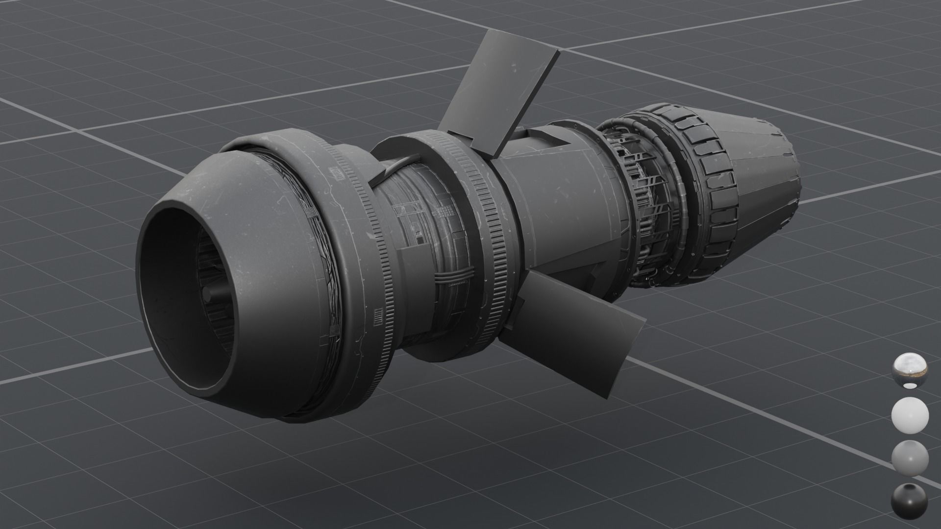 Thruster with turbofan and airbrake 3D model_5