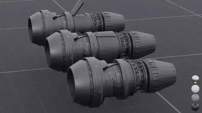 Thruster with turbofan and airbrake 3D model