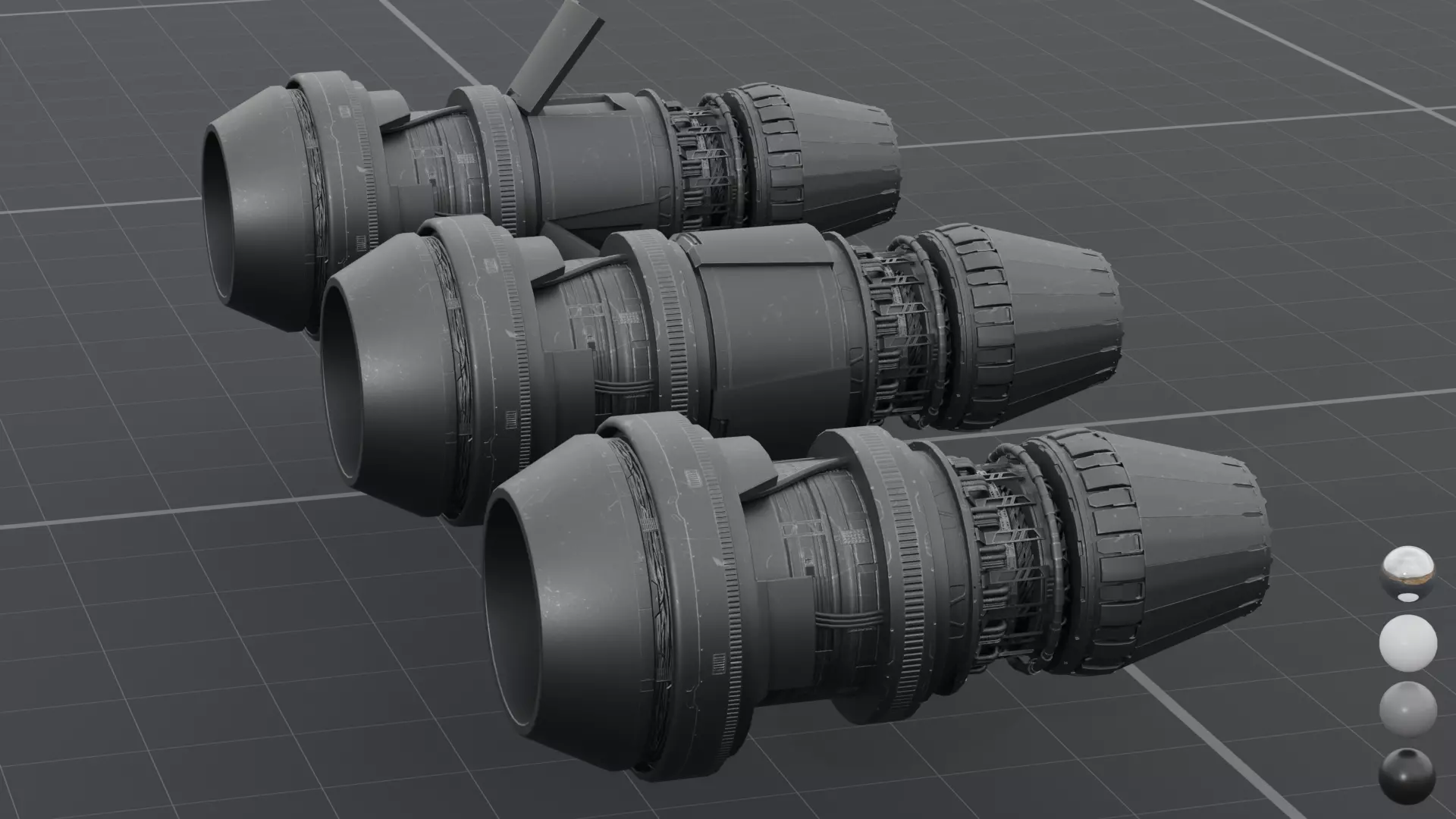Thruster with turbofan and airbrake 3D model_0