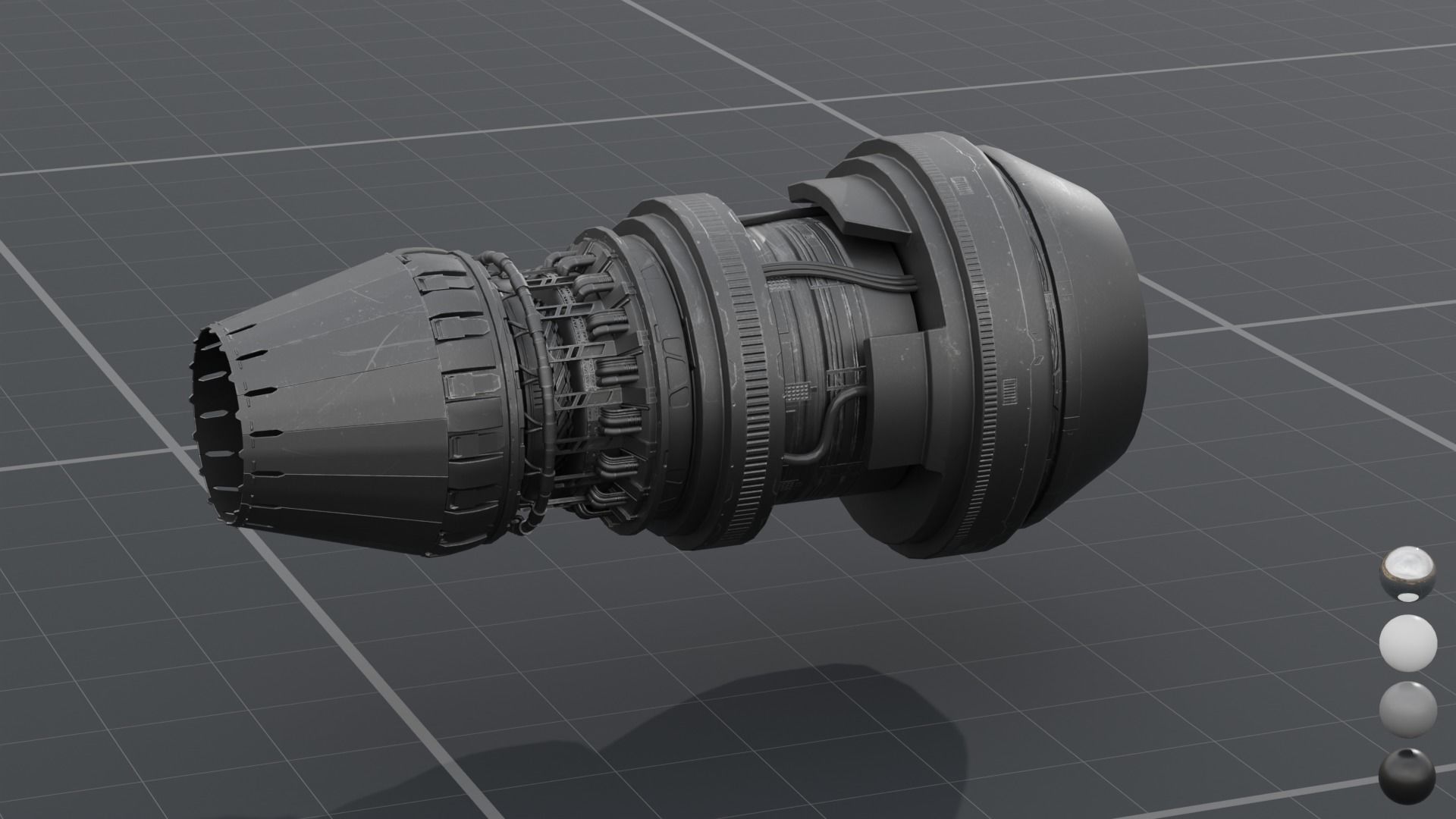 Thruster with turbofan and airbrake 3D model_13