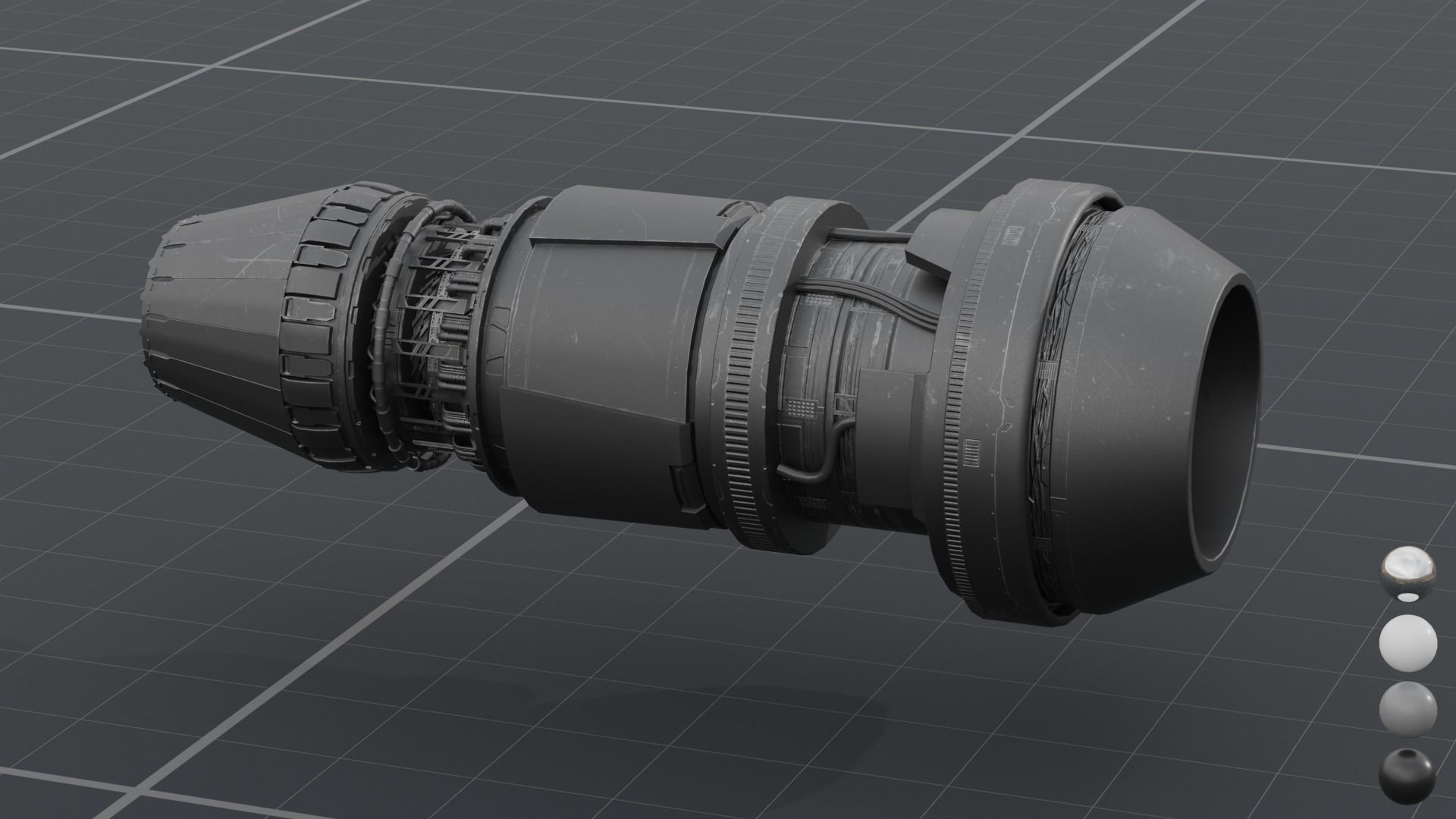 Thruster with turbofan and airbrake 3D model_1