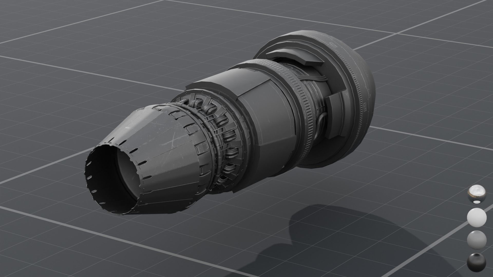 Thruster with turbofan and airbrake 3D model_2