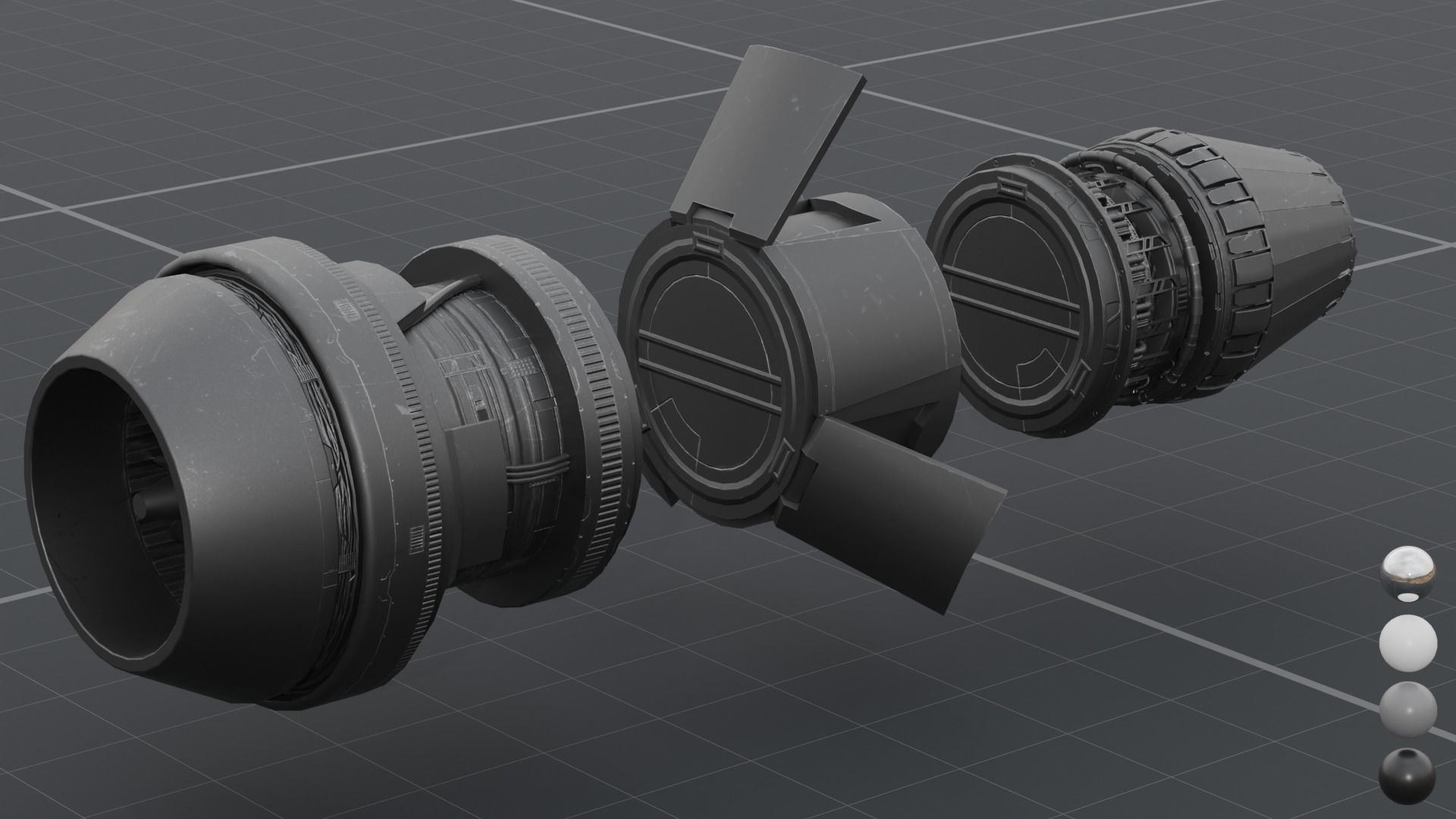 Thruster with turbofan and airbrake 3D model_10