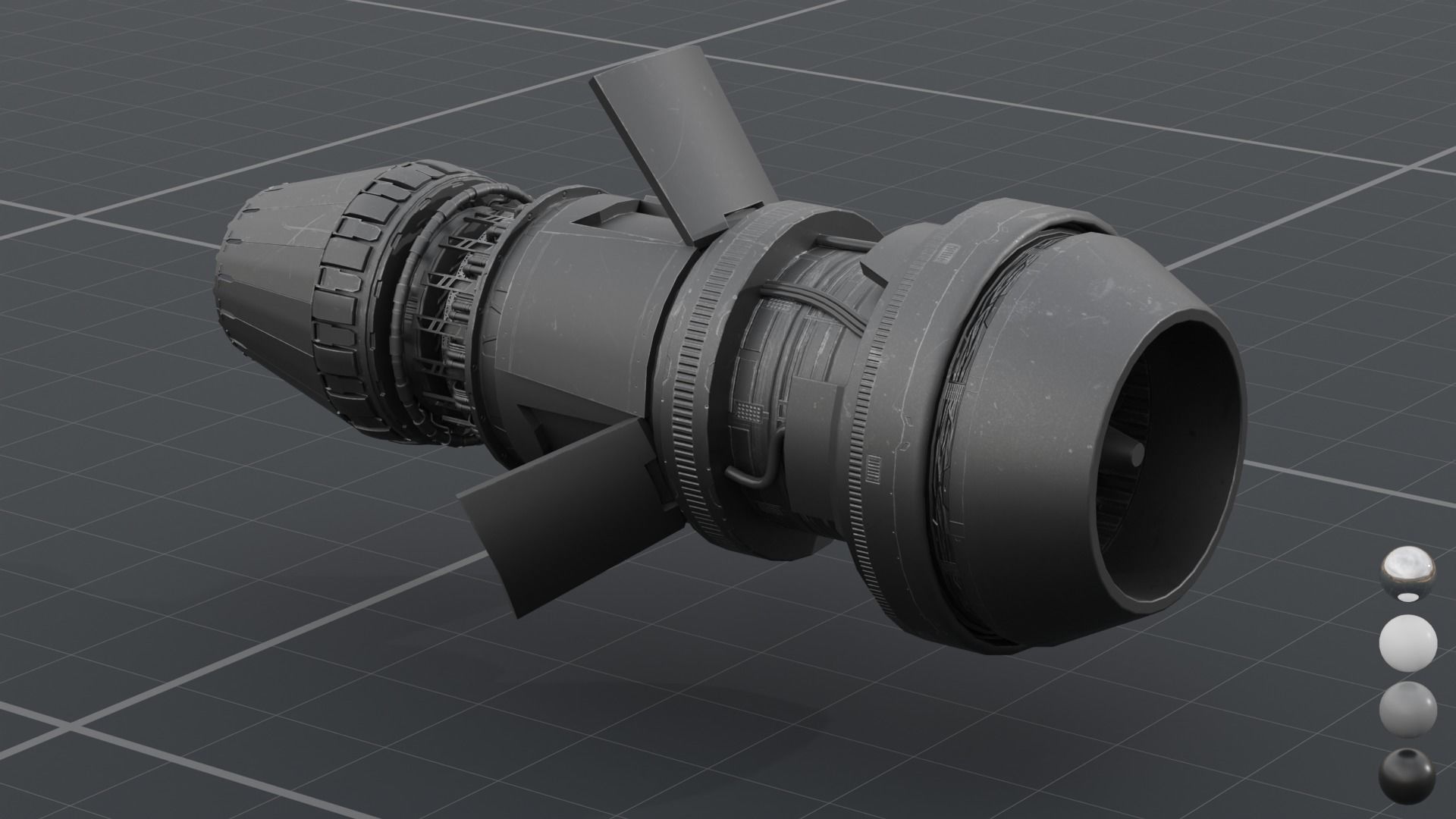 Thruster with turbofan and airbrake 3D model_4