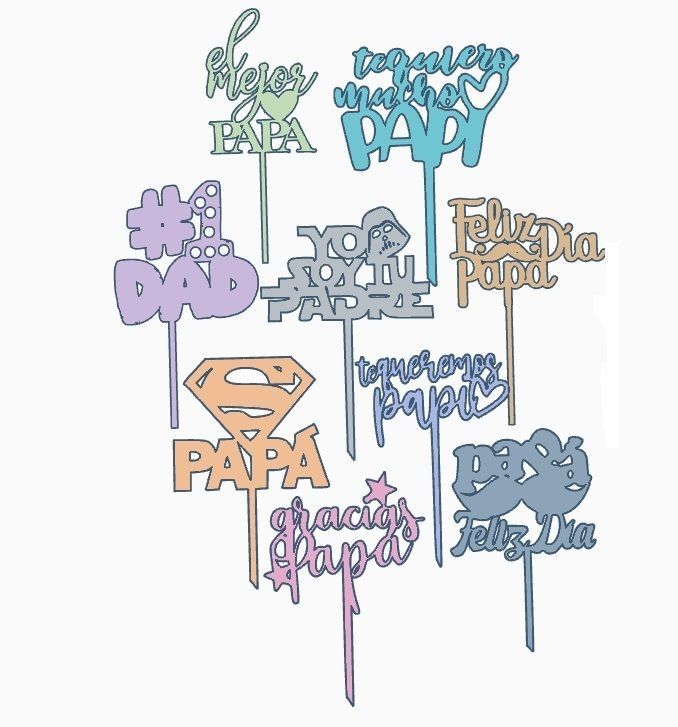 Combo x 100 Toppers Adornos para torta  3D print model_36