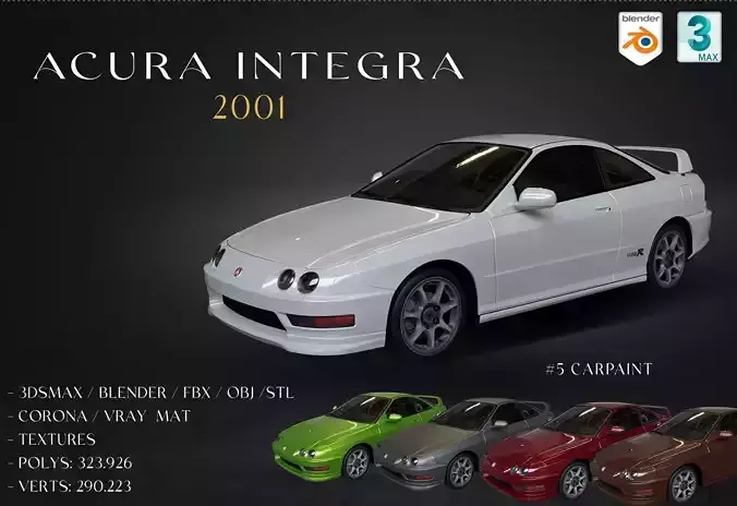 Acura Integra 2001 Free low-poly 3D model