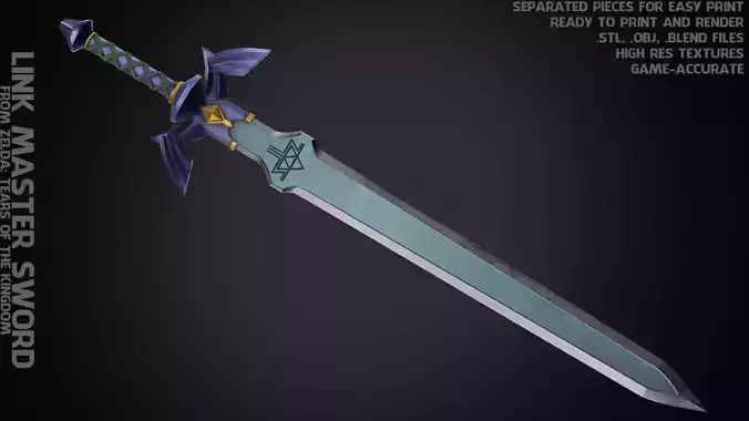 Zelda Tears of the Kingdom Link Master Sword for Cosplay 3D print model
