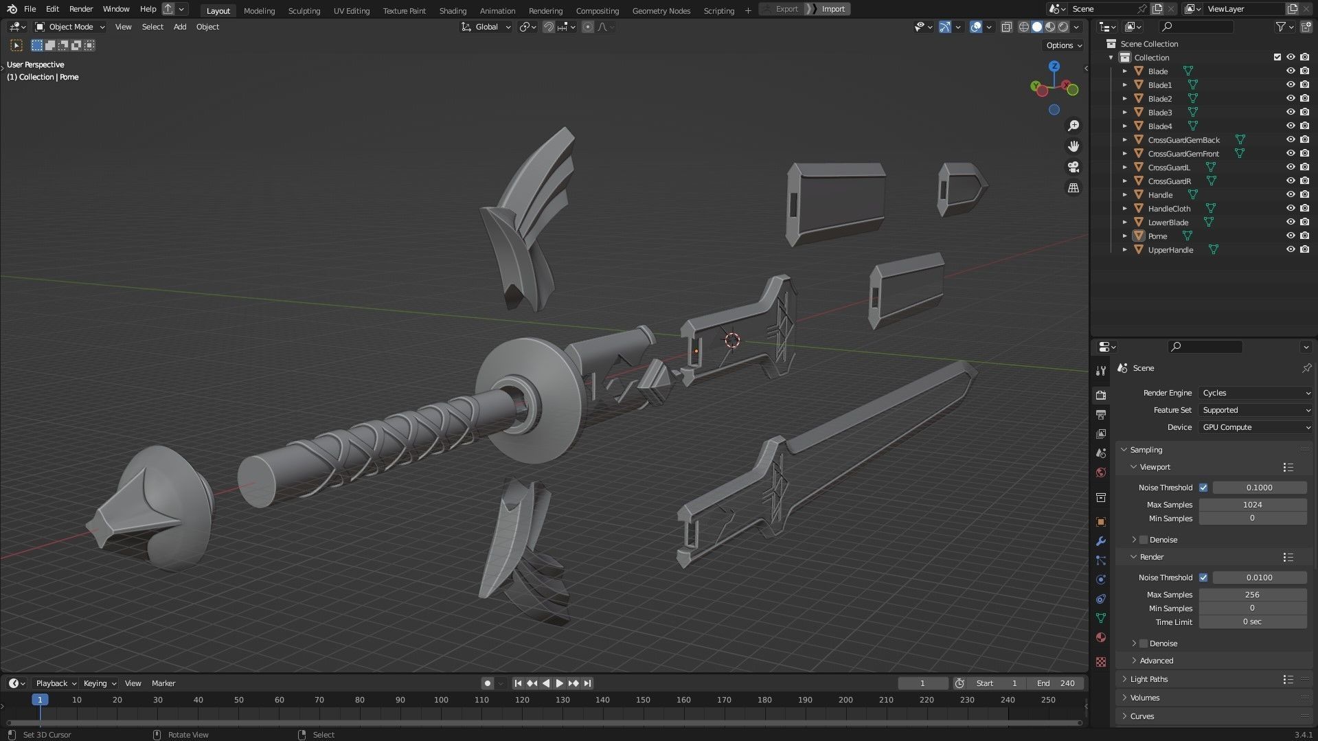 Zelda Tears of the Kingdom Link Master Sword for Cosplay 3D print model_12