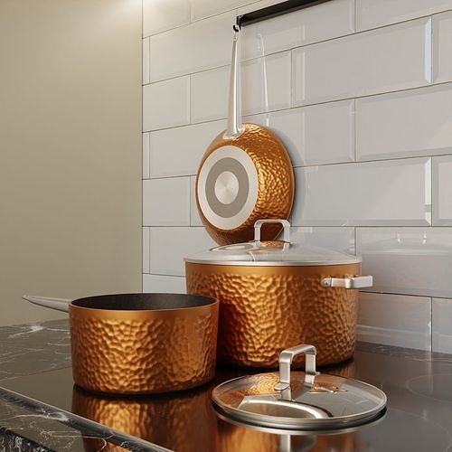 Hammered Copper Cookware Low-poly 3D model