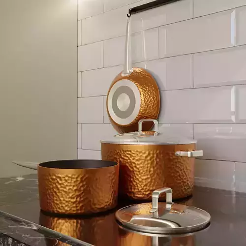 Hammered Copper Cookware Low-poly 3D model