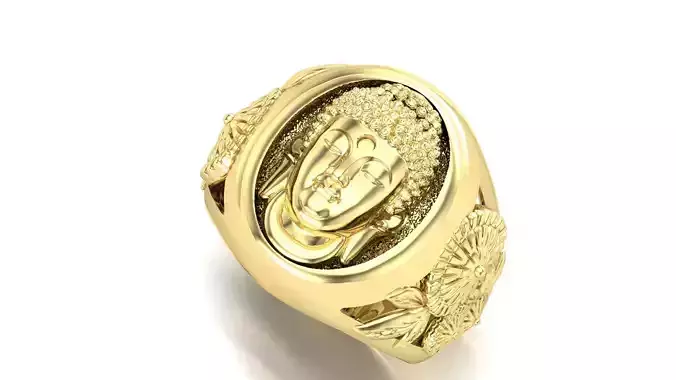 Buddha head ring 3D print model