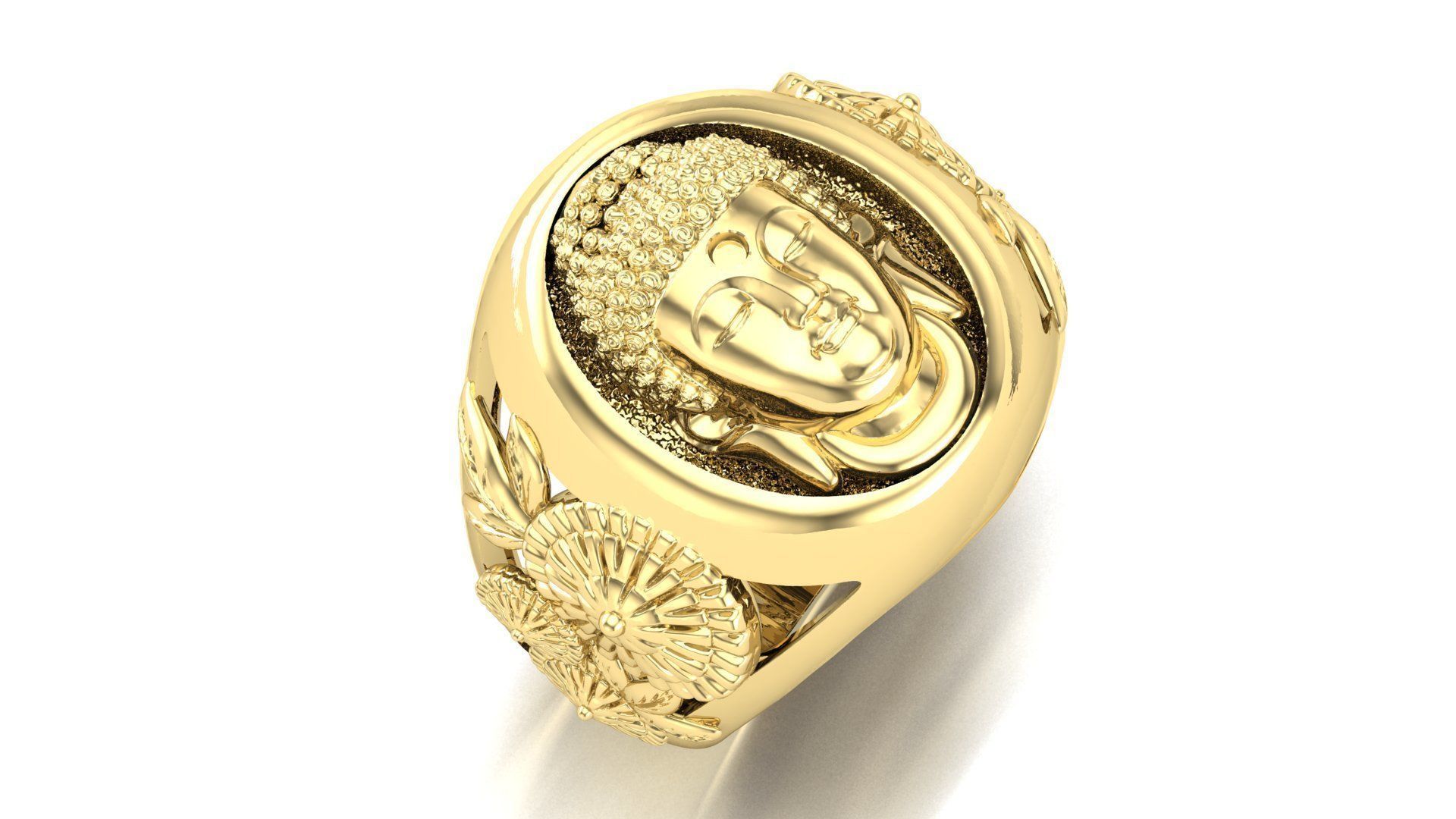 Buddha head ring 3D print model_1