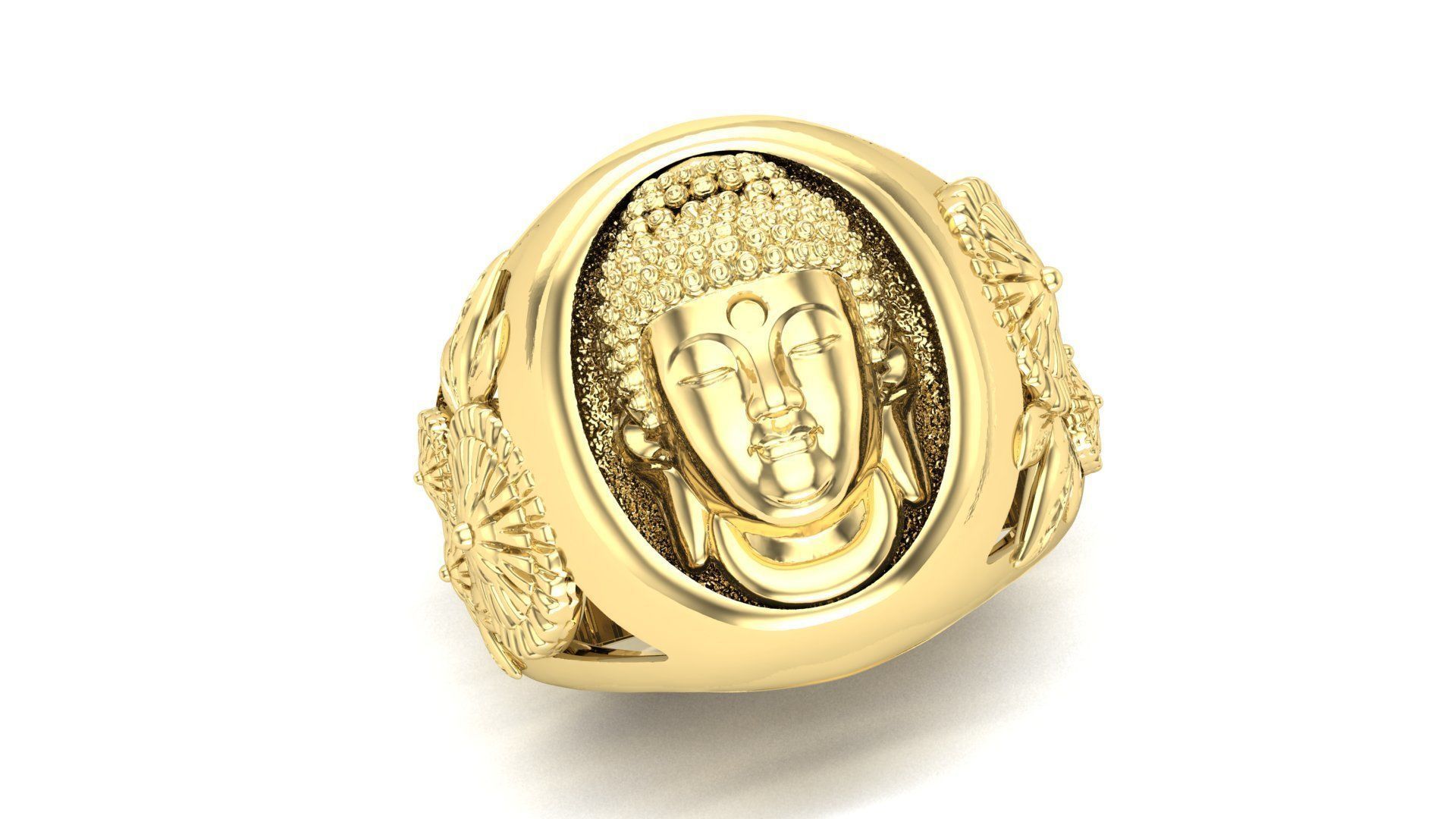 Buddha head ring 3D print model_2