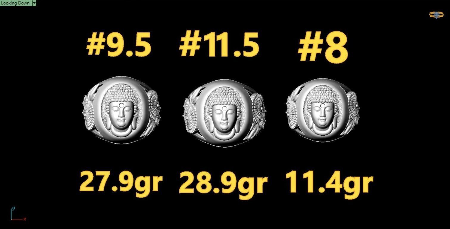 Buddha head ring 3D print model_7