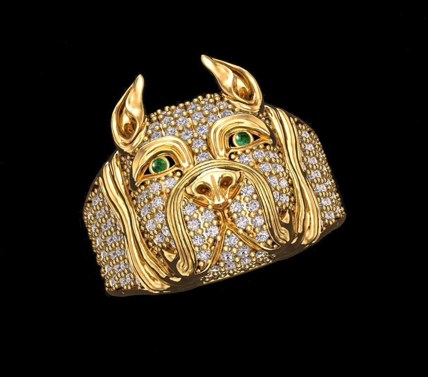 Pitbull Man Ring   3D print model_3