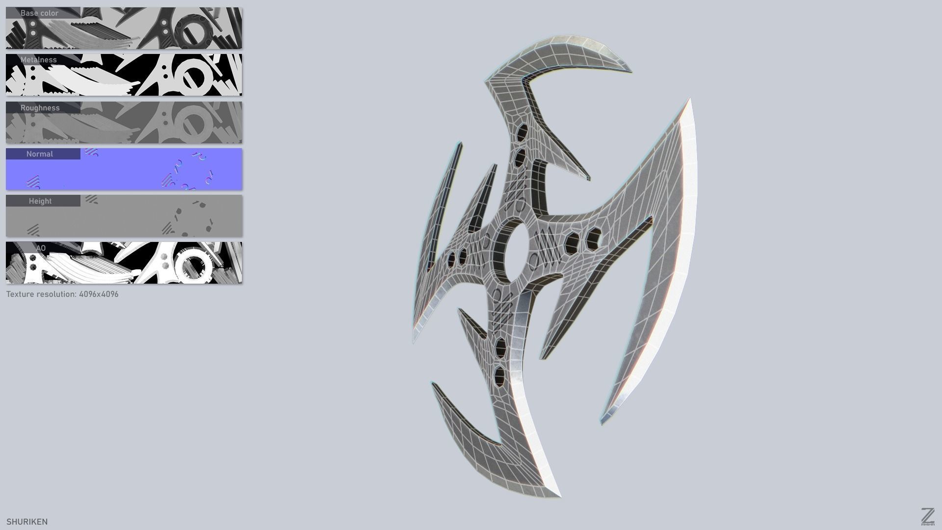 Shuriken Low-poly 3D model_2