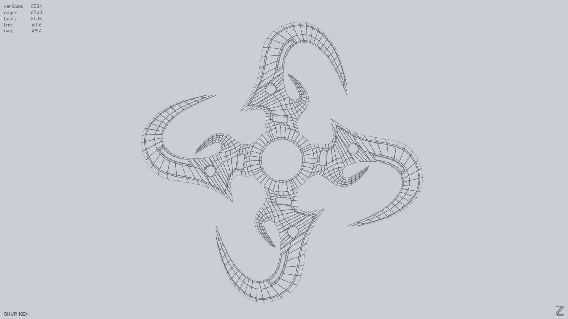 Shuriken Low-poly 3D model_3