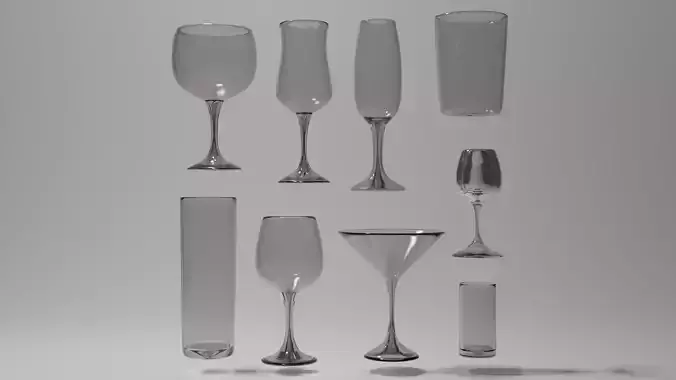 Low-poly drinking glasses PACK