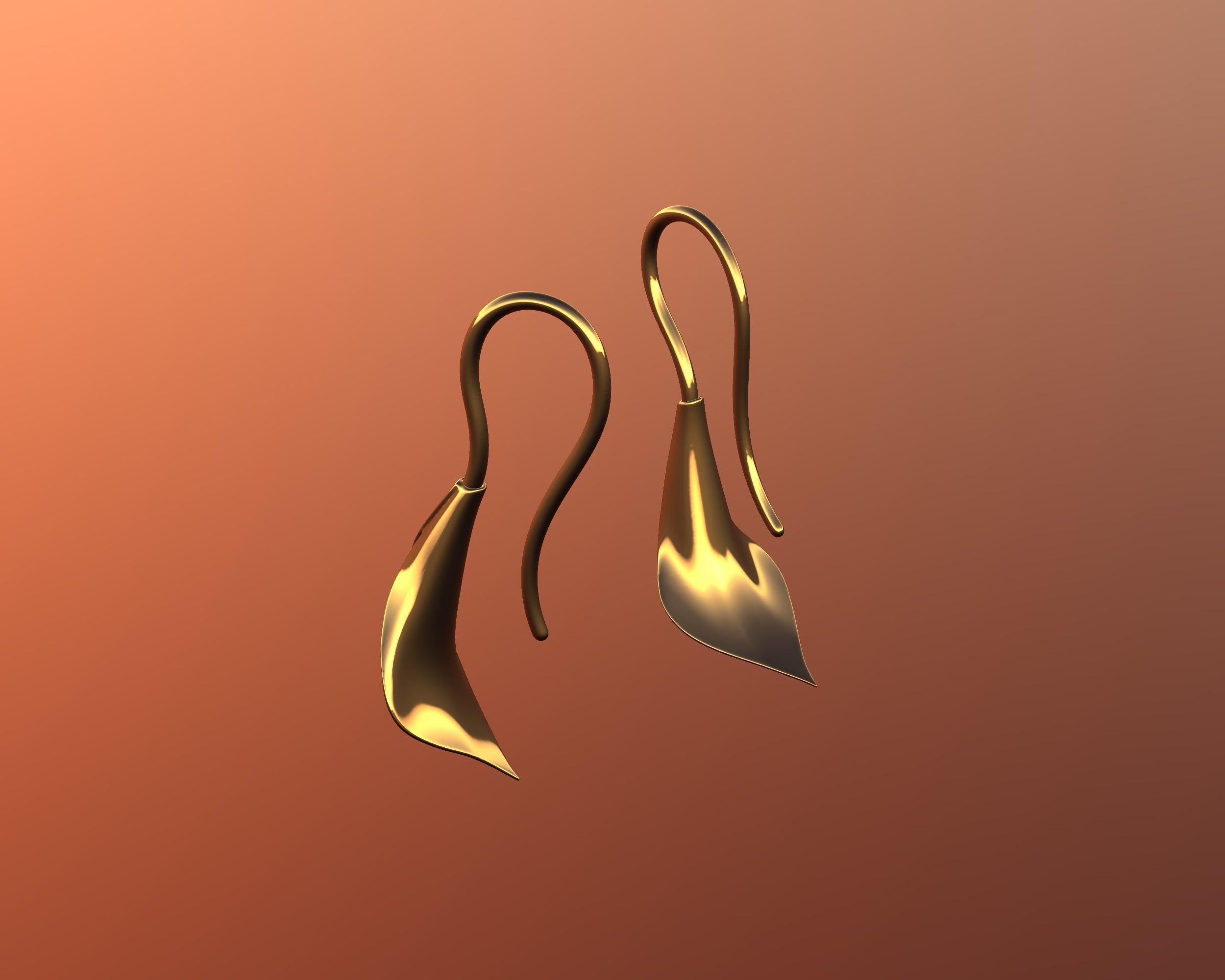 Calla lily drop earrings 3D print model_4