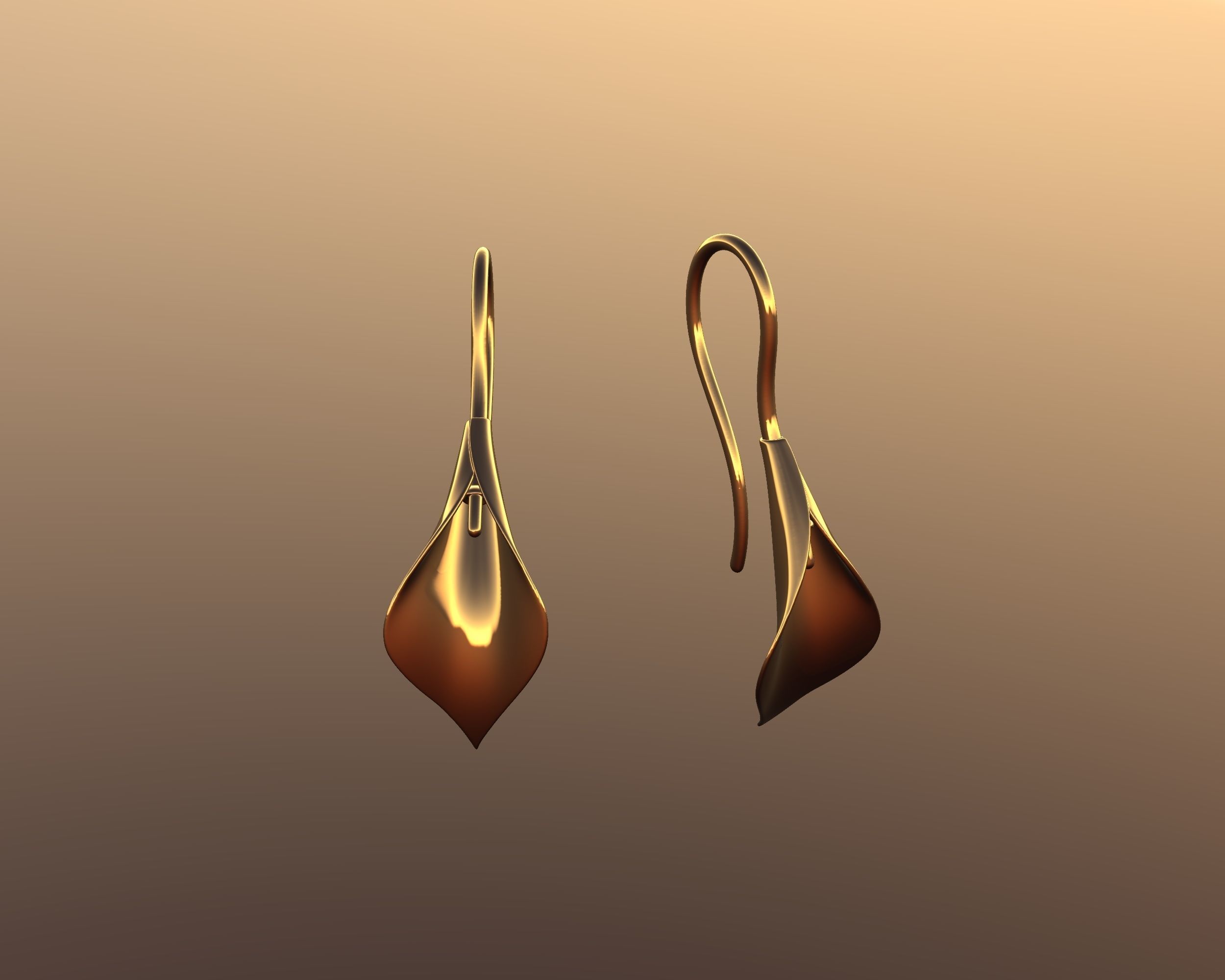 Calla lily drop earrings 3D print model_3
