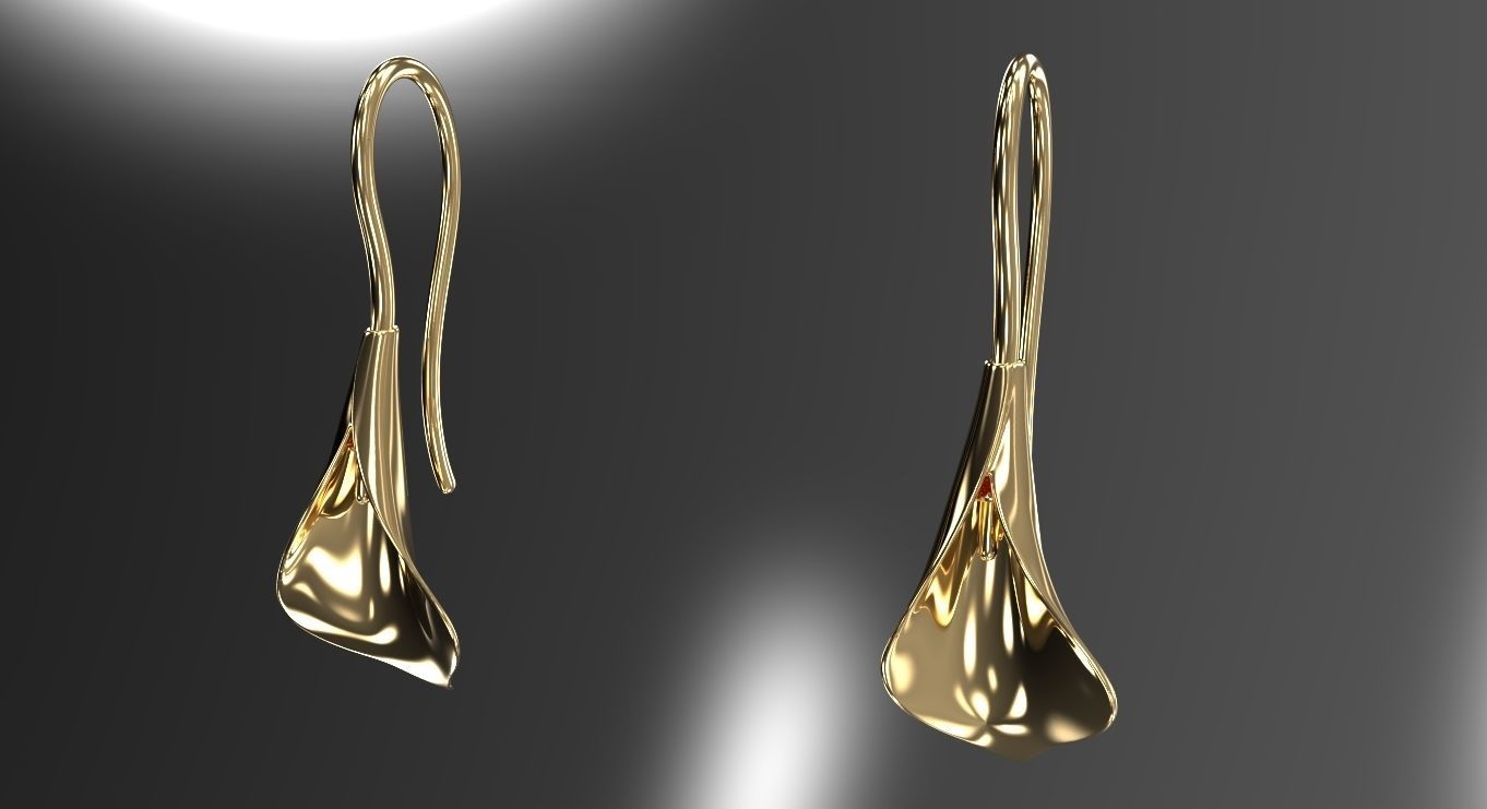 Calla lily drop earrings 3D print model_5