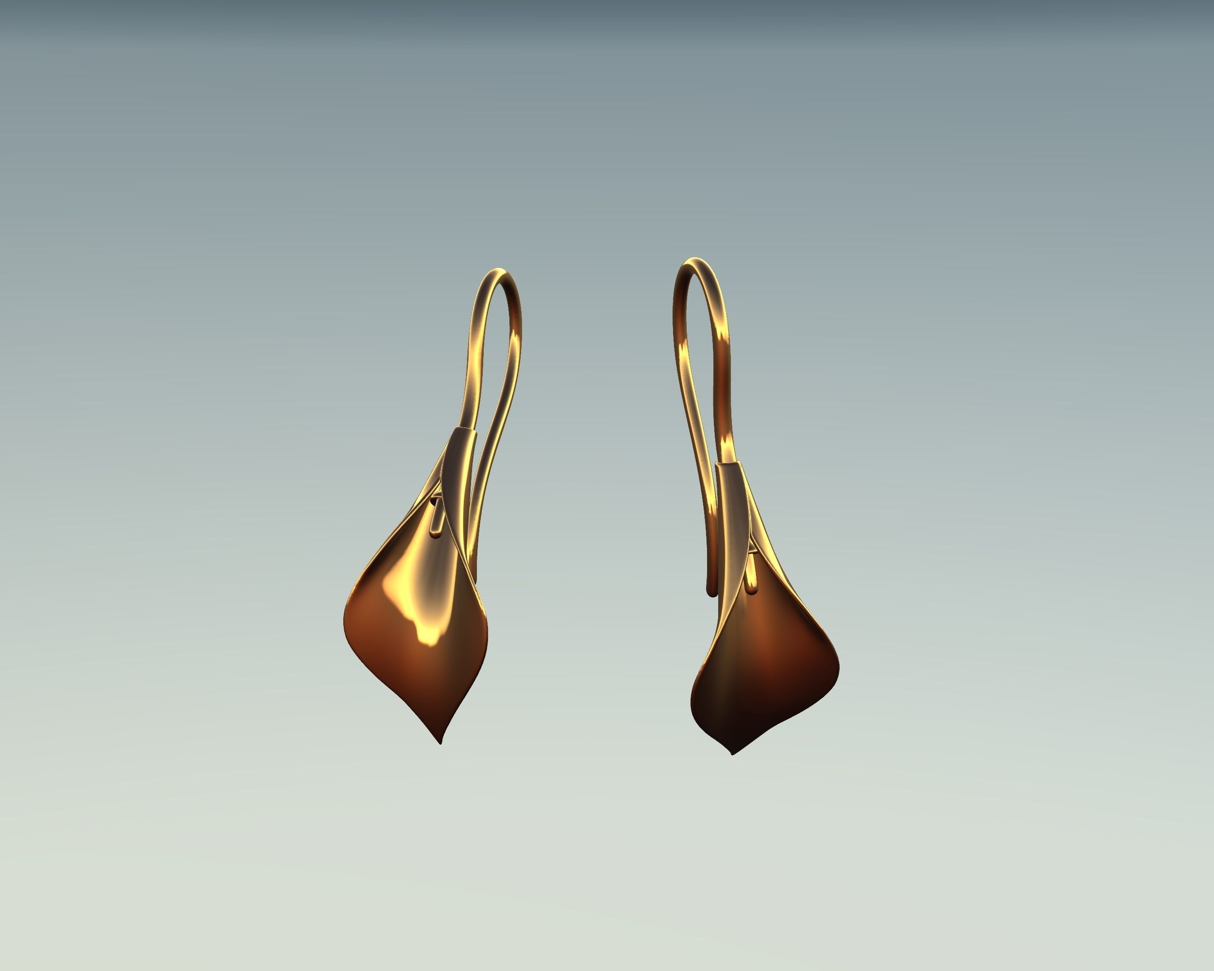 Calla lily drop earrings 3D print model_1