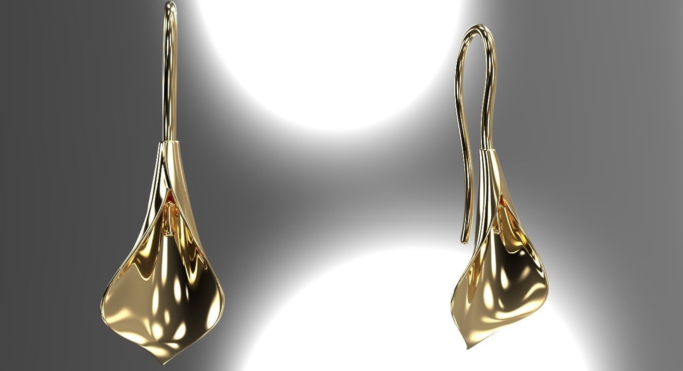 Calla lily drop earrings 3D print model_6
