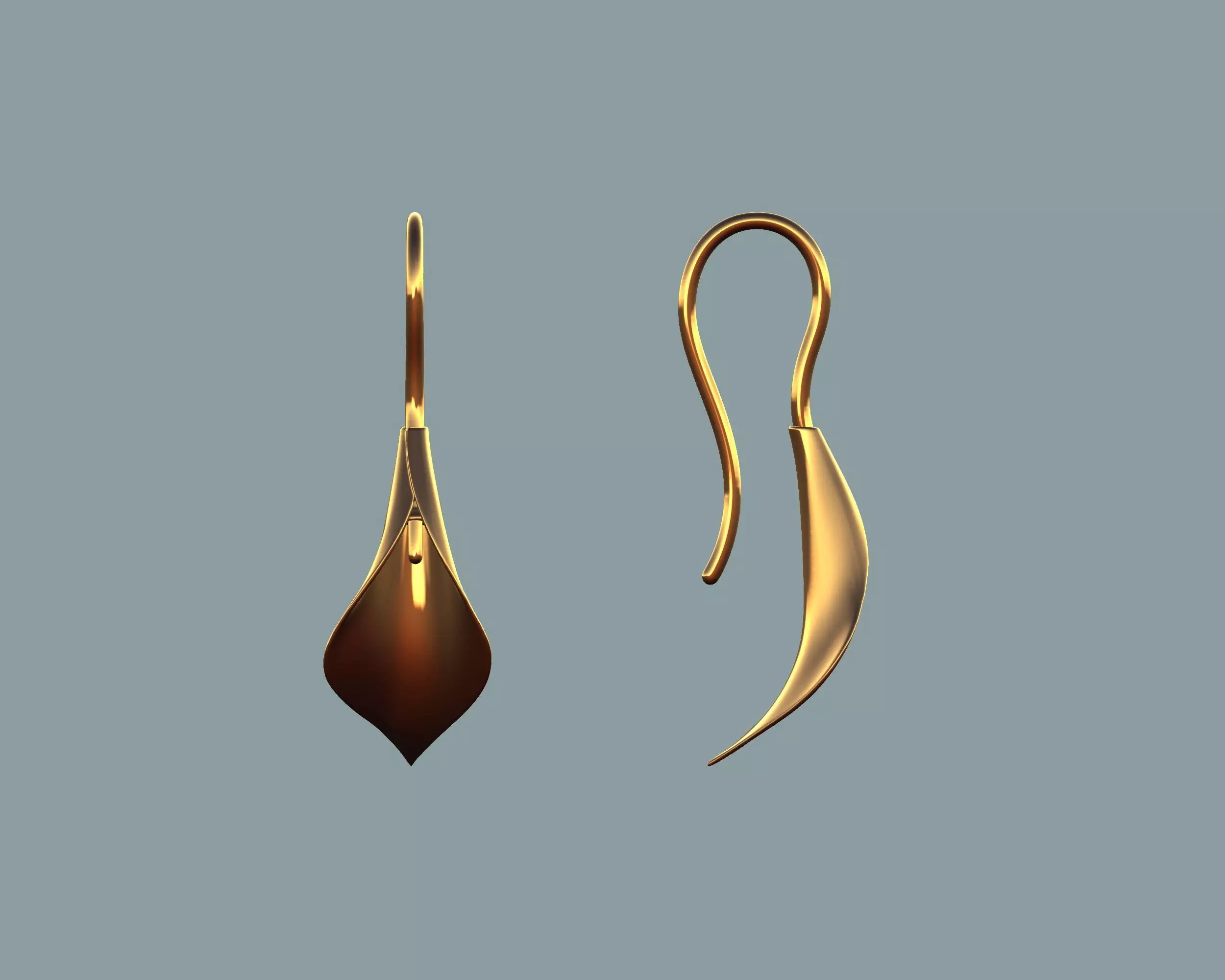 Calla lily drop earrings 3D print model_0