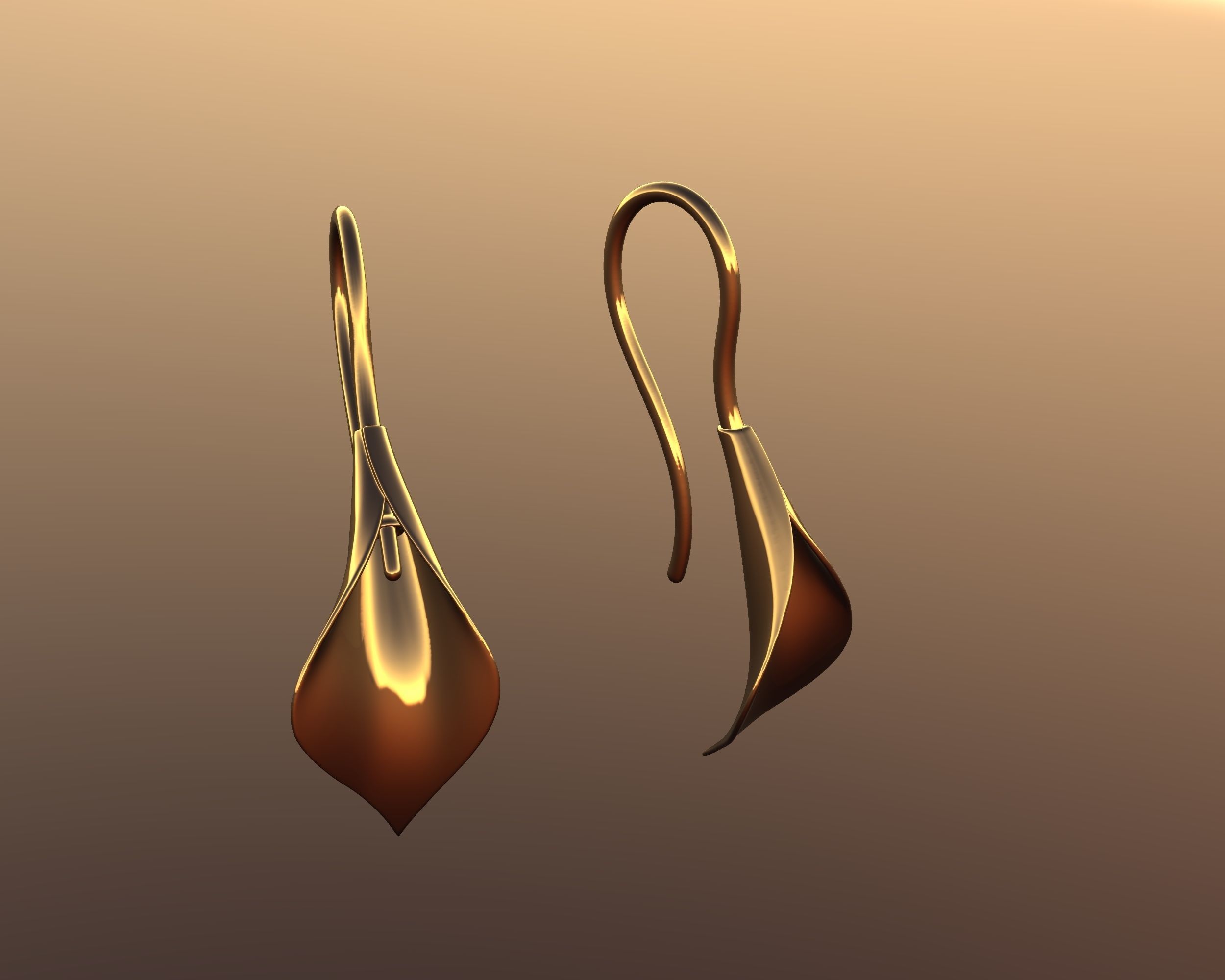 Calla lily drop earrings 3D print model_2