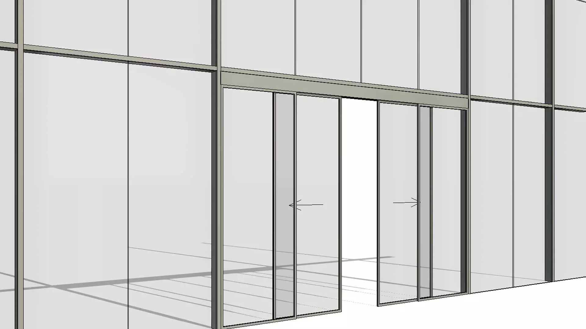 Curtain Wall Automatic Double Sliding Door 3D model_0
