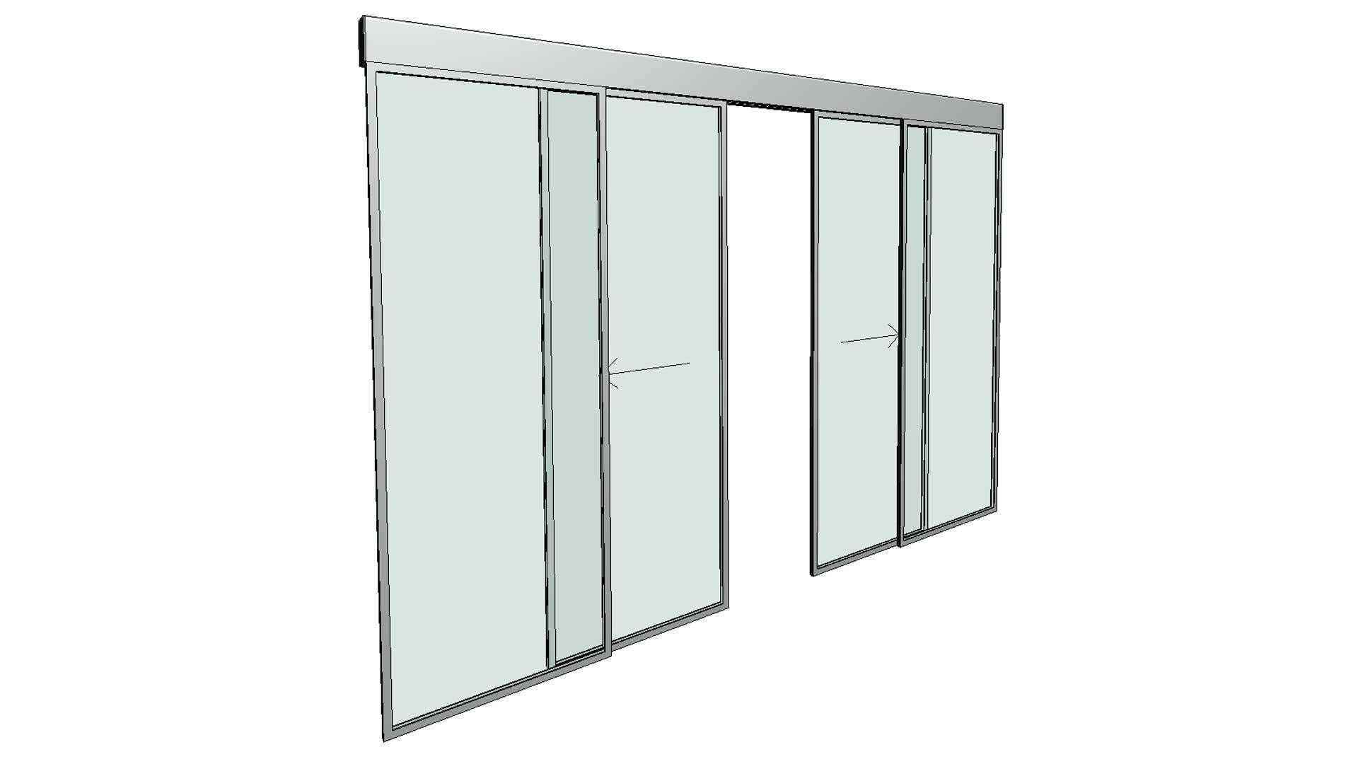 Curtain Wall Automatic Double Sliding Door 3D model_2